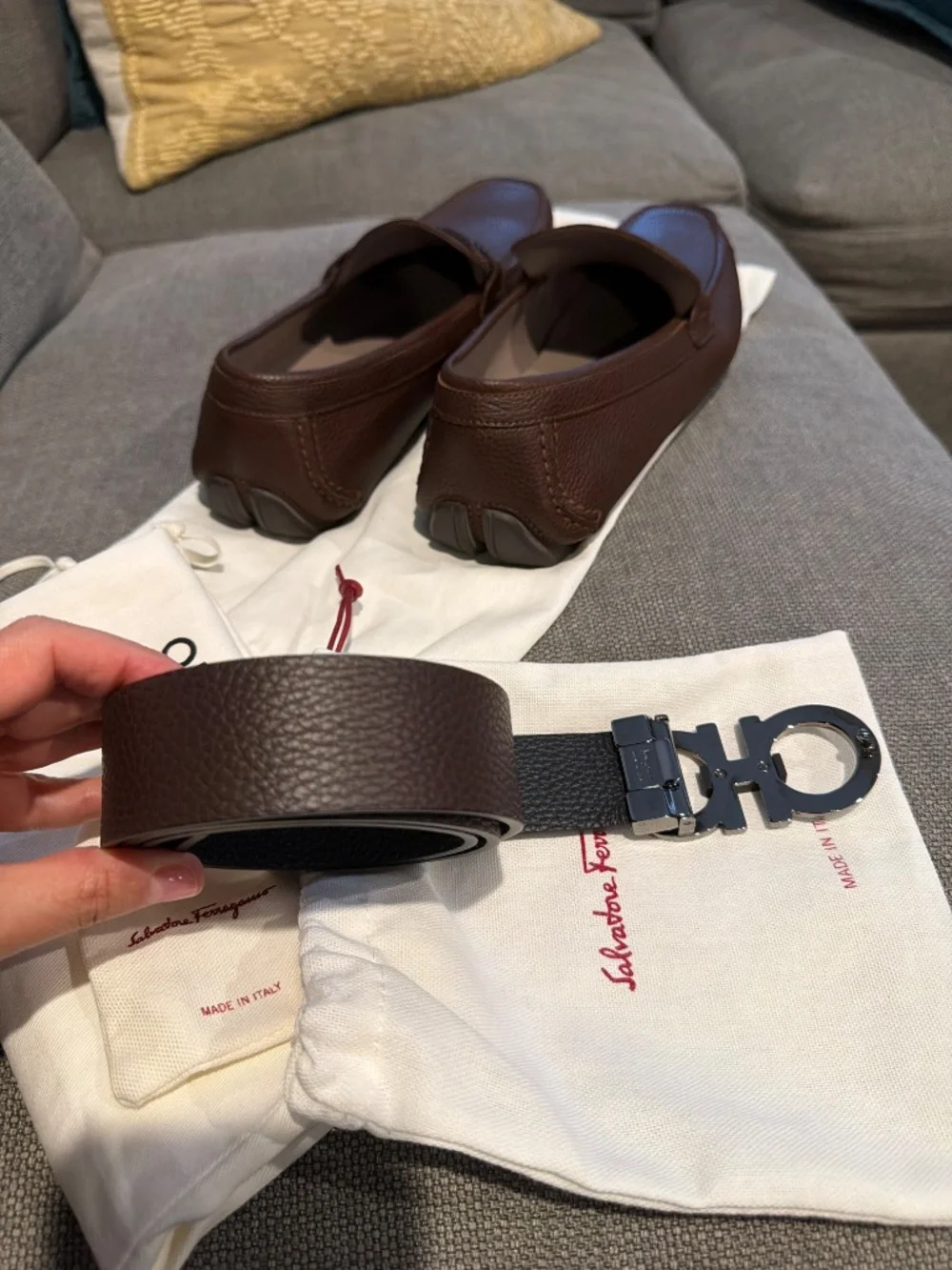 Ferragamo Reversible and adjustable Gancini belt